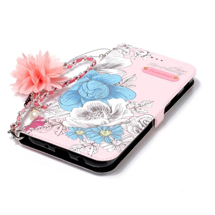 Flower Pattern Leather Stand Case for Samsung Galaxy J7 Pro (2017) / J7 (2017) EU Version - Style A