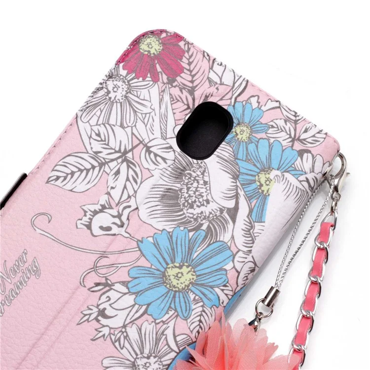 Flower Pattern Leather Stand Case for Samsung Galaxy J7 Pro (2017) / J7 (2017) EU Version - Style A