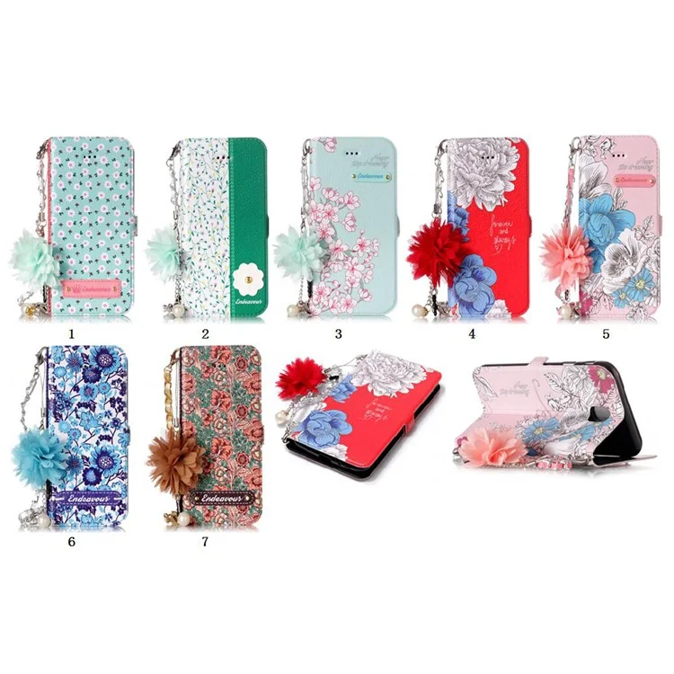 Flower Pattern Leather Stand Case for Samsung Galaxy J7 Pro (2017) / J7 (2017) EU Version - Style A