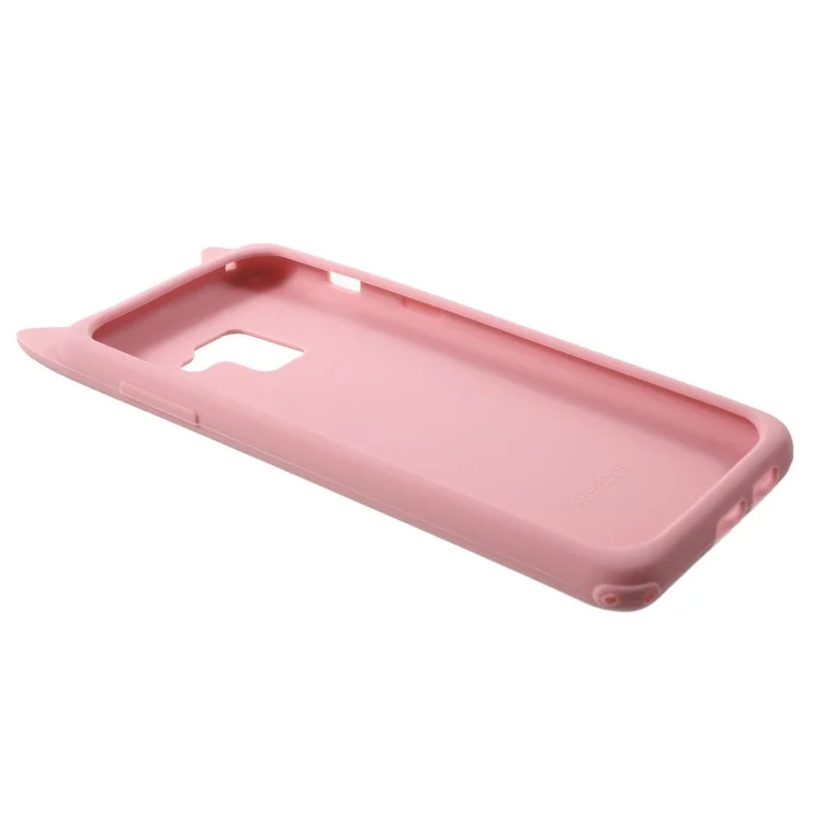 3D Mustache Cat Silicone Mobile Cover for Samsung Galaxy A8 (2018) - Pink