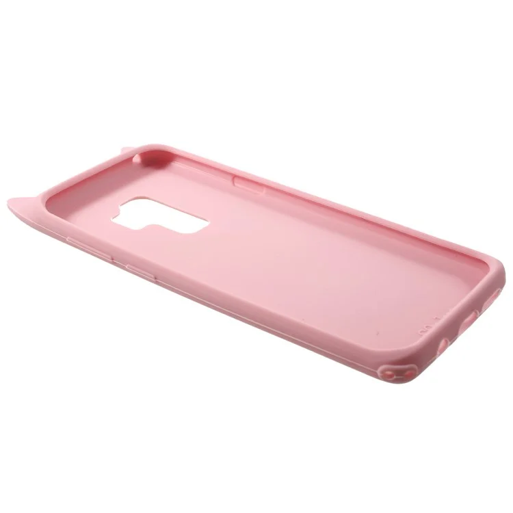 3D Mustache Cat Silicone Case Cover for Samsung Galaxy S9 Plus SM-G965 - Pink