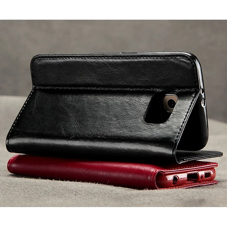 KLD Royal II Series Wallet Genuine Leather Cover for Samsung Galaxy S7 - Black