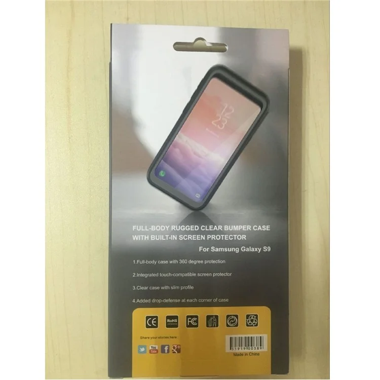 Full Body Rugged Drop-poof Scratch Resistant Clear TPU Case for Samsung Galaxy S9 SM-G960 with Screen Protector
