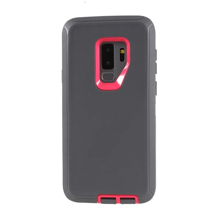 3-piece Shockproof Drop-proof Dust-proof PC Silicone Cellphone Case for Samsung Galaxy S9+ G965 - Grey / Rose