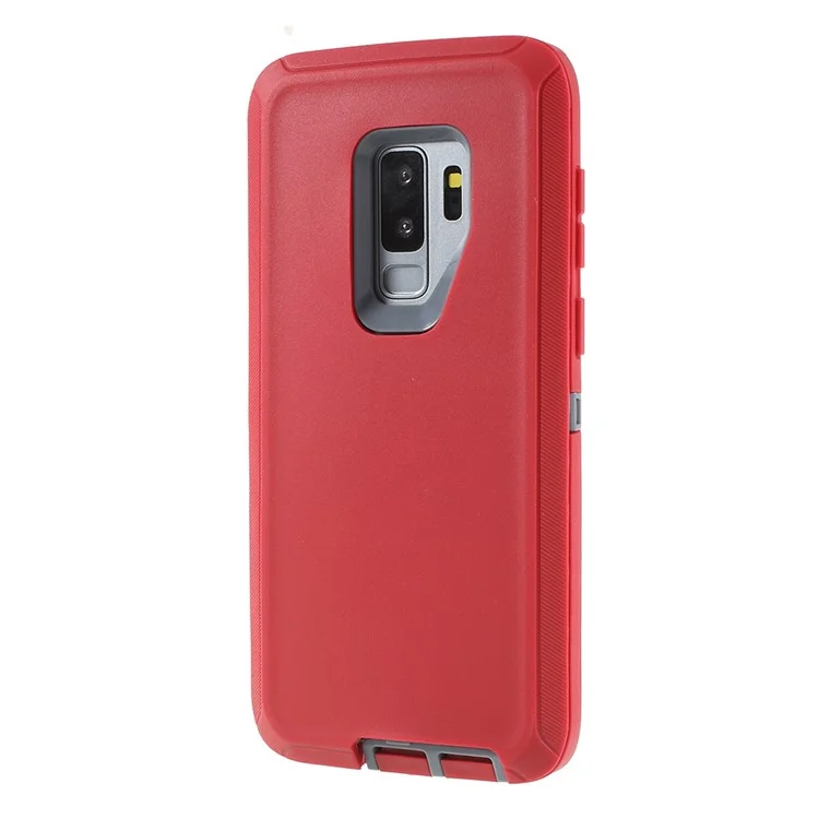 3-piece Shockproof Drop-proof Dust-proof PC Silicone Combo Phone Shell for Samsung Galaxy S9+ G965 - Red / Grey