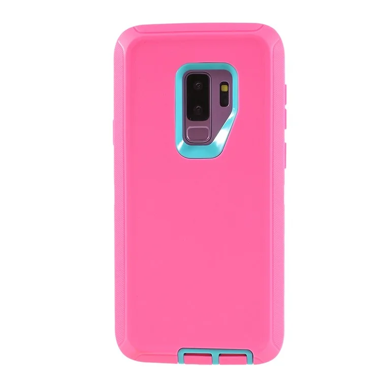3-piece Shockproof Drop-proof Dust-proof PC Silicone Mobile Phone Cover for Samsung Galaxy S9+ G965 - Rose / Blue