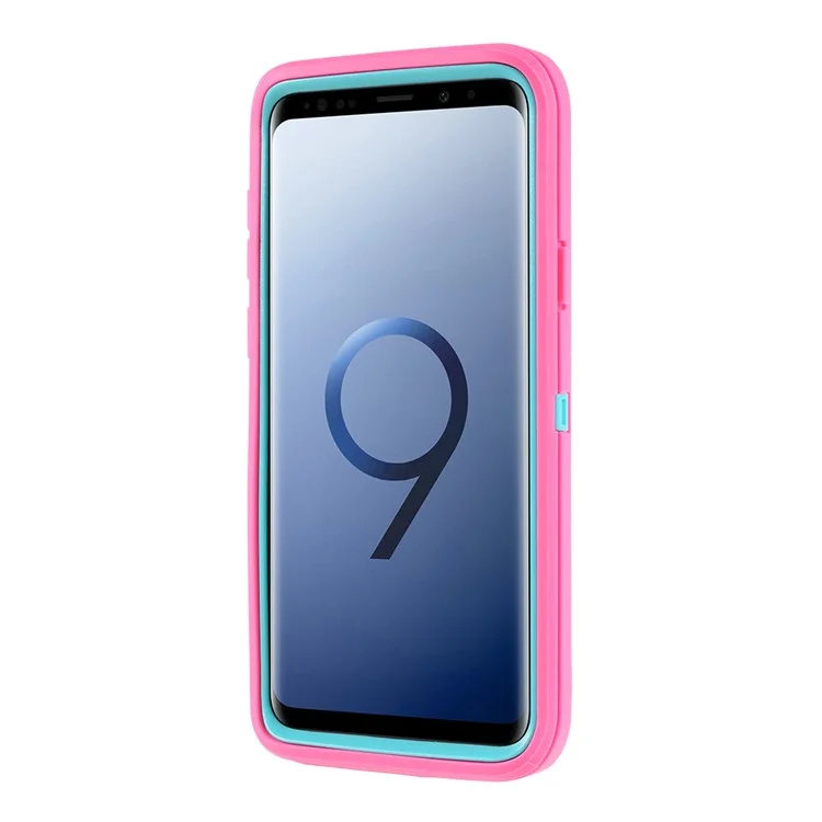 3-piece Shockproof Drop-proof Dust-proof PC Silicone Mobile Phone Cover for Samsung Galaxy S9+ G965 - Rose / Blue