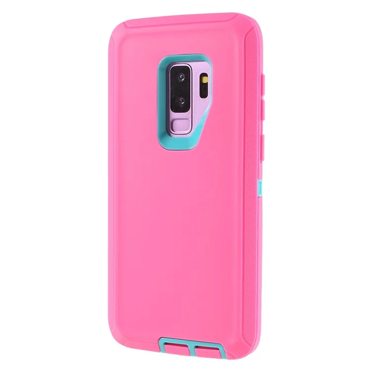 3-piece Shockproof Drop-proof Dust-proof PC Silicone Mobile Phone Cover for Samsung Galaxy S9+ G965 - Rose / Blue