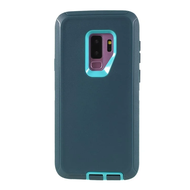 3-piece Shockproof Drop-proof Dust-proof PC Silicone Cover Accessory for Samsung Galaxy S9+ G965 - Dark Blue / Baby Blue