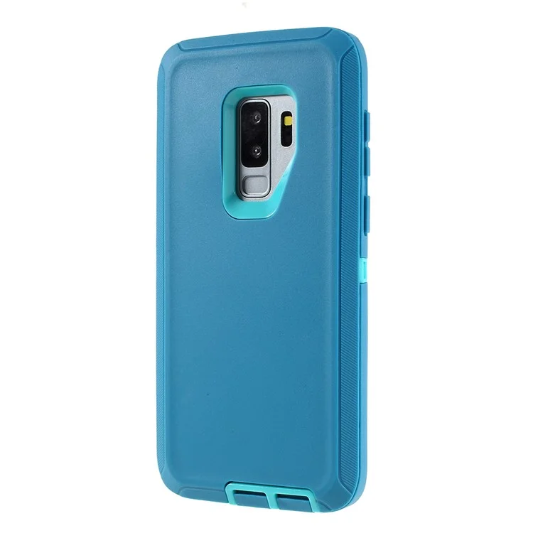 3-piece Shockproof Drop-proof Dust-proof PC Silicone Protective Cover for Samsung Galaxy S9+ G965 - Blue