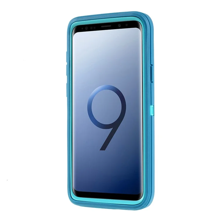 3-piece Shockproof Drop-proof Dust-proof PC Silicone Protective Cover for Samsung Galaxy S9+ G965 - Blue