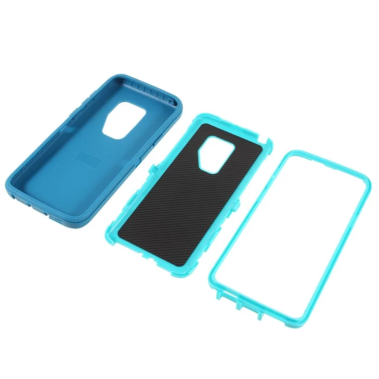 3-piece Shockproof Drop-proof Dust-proof PC Silicone Protective Cover for Samsung Galaxy S9+ G965 - Blue