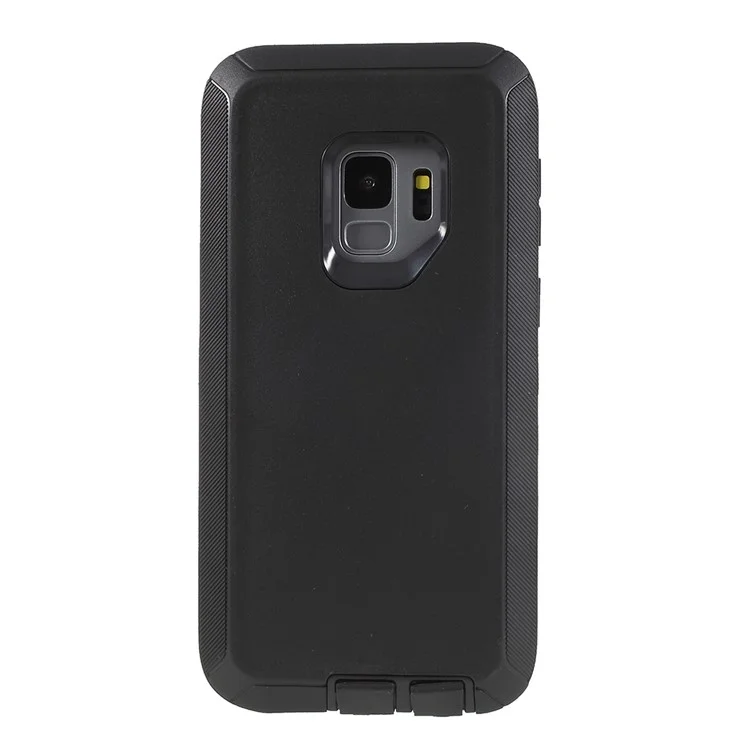 3-piece Shockproof Drop-proof Dust-proof PC Silicone Hybrid Case for Samsung Galaxy S9 G960 - Black