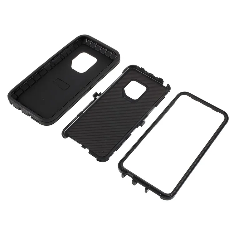 3-piece Shockproof Drop-proof Dust-proof PC Silicone Hybrid Case for Samsung Galaxy S9 G960 - Black