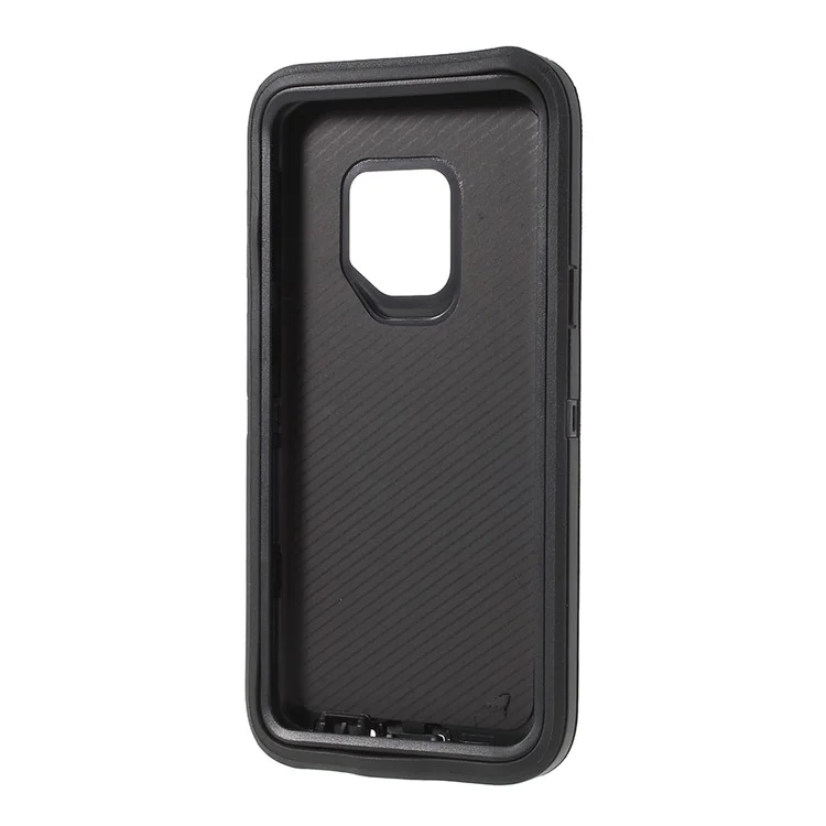 3-piece Shockproof Drop-proof Dust-proof PC Silicone Hybrid Case for Samsung Galaxy S9 G960 - Black
