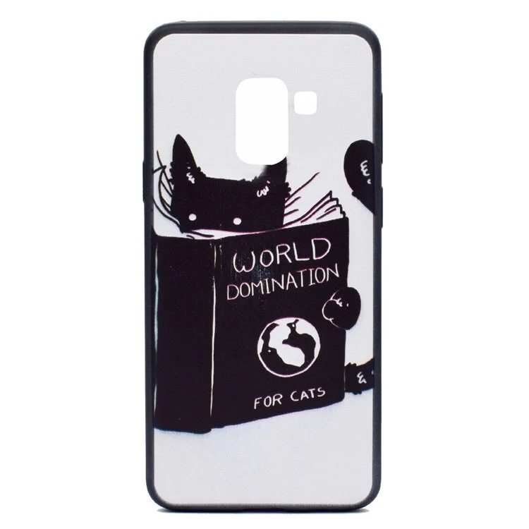 Patterned Printing TPU Soft Case for Samsung Galaxy A8 (2018) - Cat Reading Book