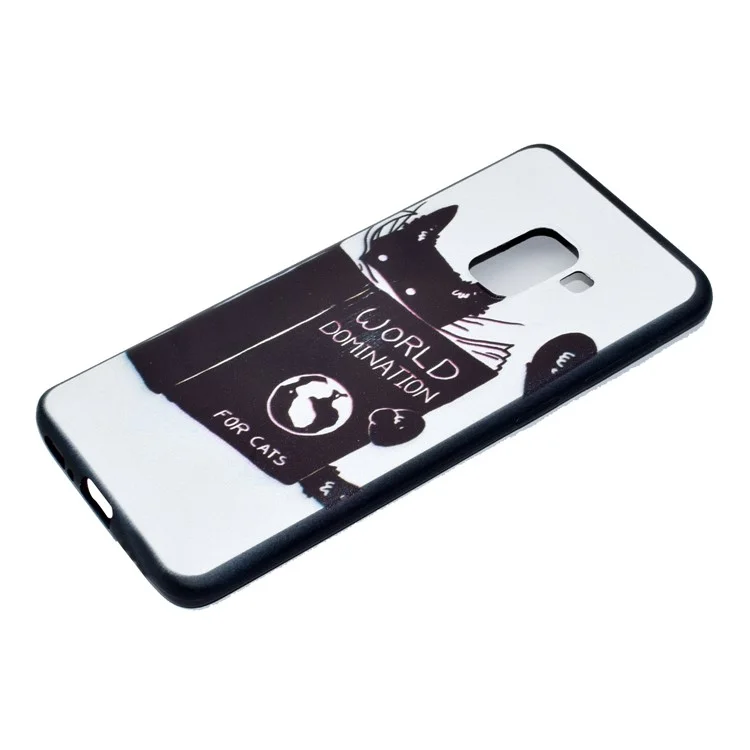 Patterned Printing TPU Soft Case for Samsung Galaxy A8 (2018) - Cat Reading Book