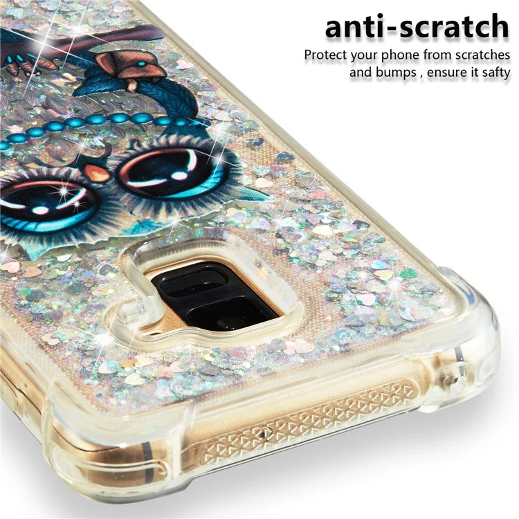 Liquid Glitter Powder Quicksand Shockproof TPU Back Casing for Samsung Galaxy A8 (2018) - Owl