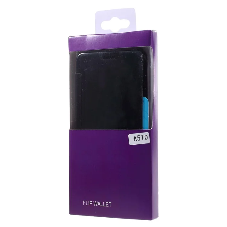 Mirror Surface PC & PU Leather Flip Case for Samsung Galaxy A5 SM-A510F (2016) - Black