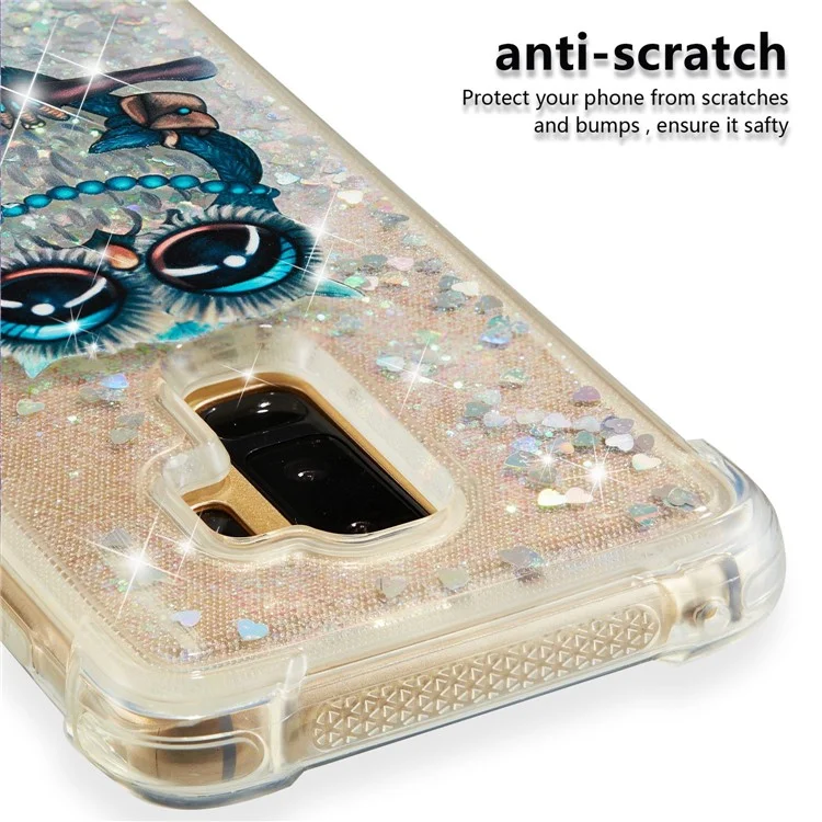 Liquid Glitter Powder Quicksand Shockproof TPU Back Case for Samsung Galaxy S9 Plus SM-G965 - Owl