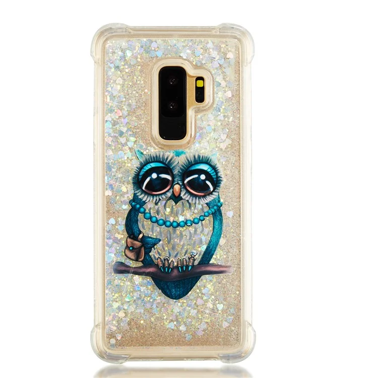 Liquid Glitter Powder Quicksand Shockproof TPU Back Case for Samsung Galaxy S9 Plus SM-G965 - Owl