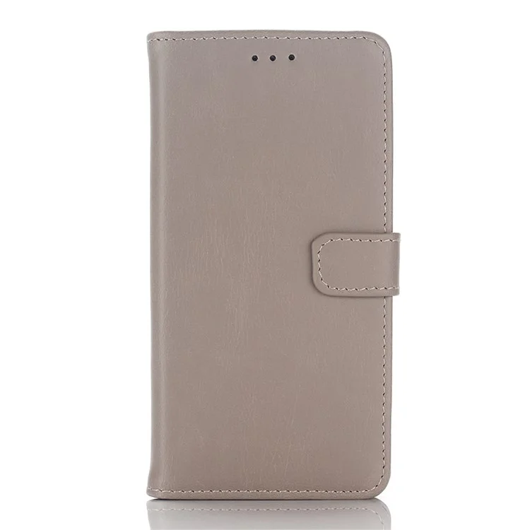 For Samsung Galaxy A5 SM-A510F (2016) Crazy Horse Leather Case Wallet Viewing Stand Protective Book Flip Folio Cover - Grey