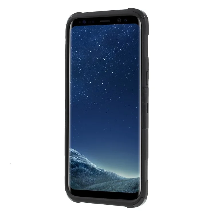 Silicone & Plastic Combo Belt Clip Holster Stand Case for Samsung Galaxy S8 G950 - Black