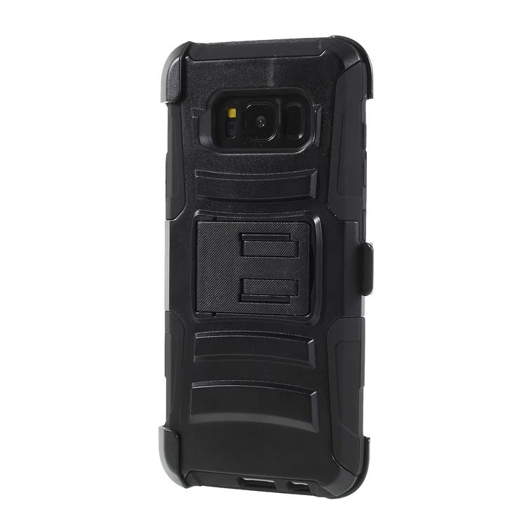 Silicone & Plastic Combo Belt Clip Holster Stand Case for Samsung Galaxy S8 Plus SM-G955 - Black