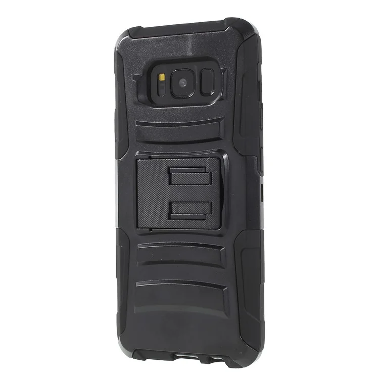 Silicone & Plastic Combo Belt Clip Holster Stand Case for Samsung Galaxy S8 Plus SM-G955 - Black