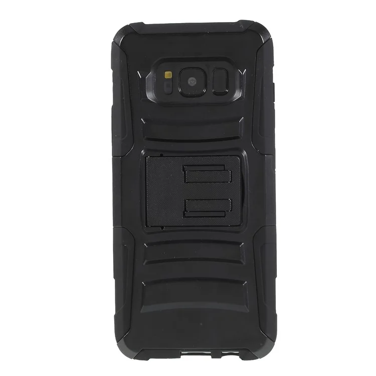 Silicone & Plastic Combo Belt Clip Holster Stand Case for Samsung Galaxy S8 Plus SM-G955 - Black