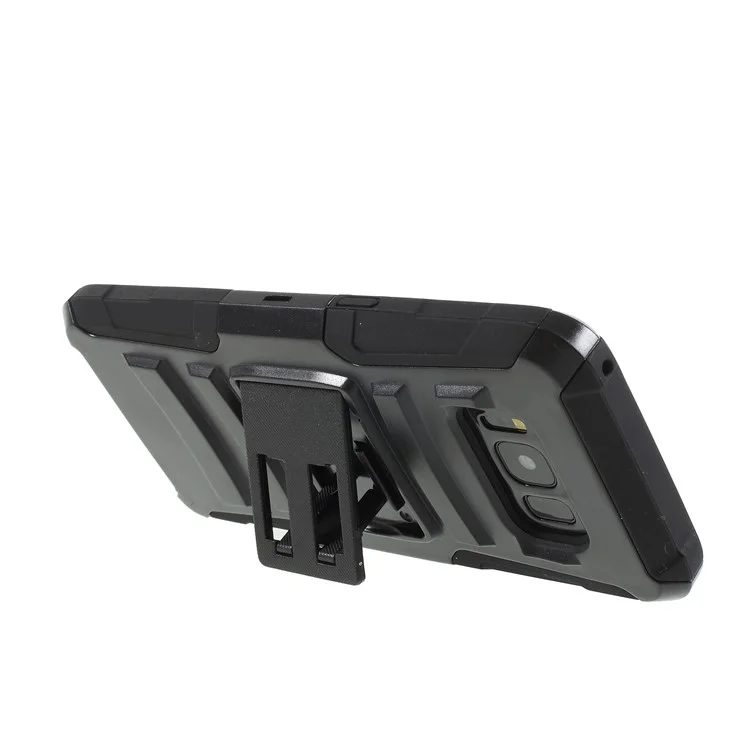 Silicone & Plastic Combo Belt Clip Holster Stand Case for Samsung Galaxy S8 Plus SM-G955 - Black