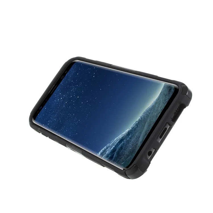 Silicone & Plastic Combo Belt Clip Holster Stand Case for Samsung Galaxy S8 Plus SM-G955 - Black