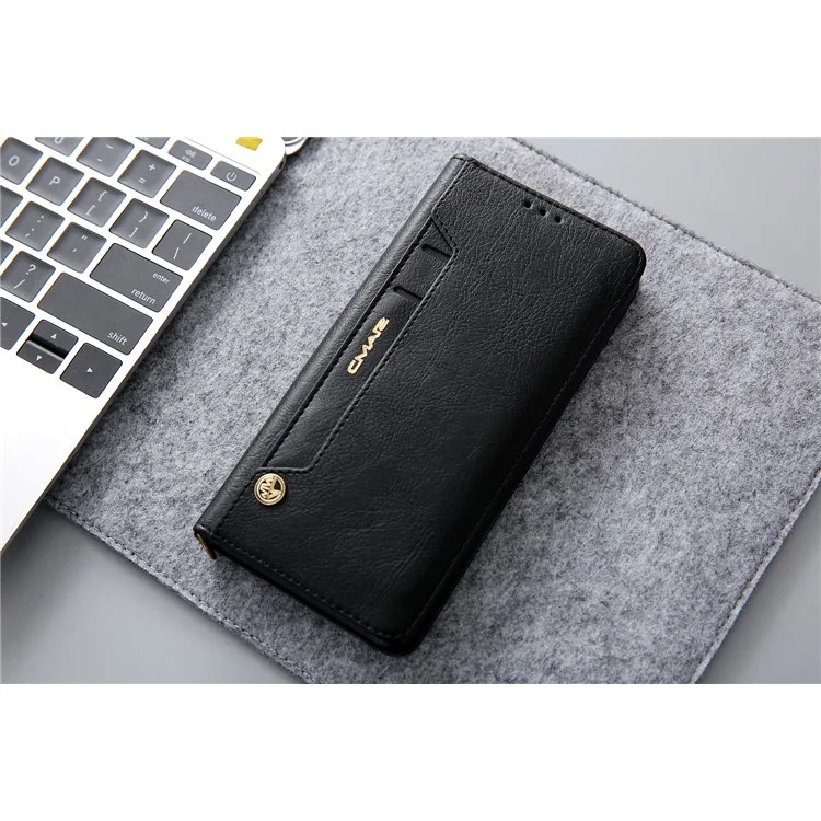 CMAI2 PU Leather Flip Card Slots Cover with Stand for Samsung Galaxy S9 Plus G965 - Black