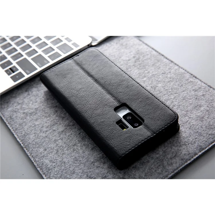 CMAI2 PU Leather Flip Card Slots Cover with Stand for Samsung Galaxy S9 Plus G965 - Nero