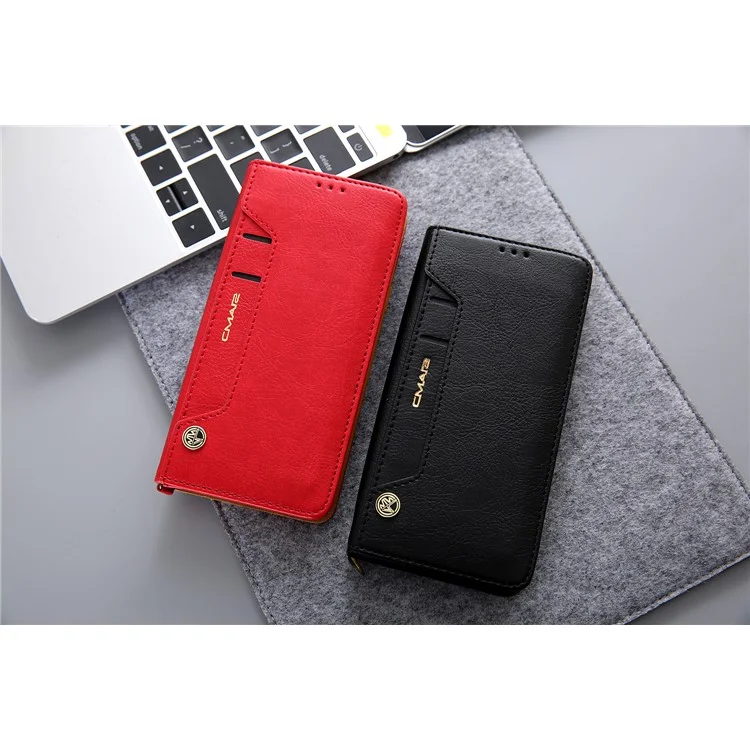 CMAI2 PU Leather Flip Card Slots Cover with Stand for Samsung Galaxy S9 Plus G965 - Nero