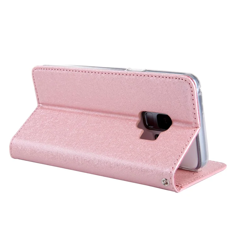 Cubierta de Folio de Cuero de Cuero CMAI2 PU Con Ranuras Para Tarjetas Para Samsung Galaxy S9 G960 - Oro Rosa