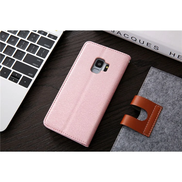 Cubierta de Folio de Cuero de Cuero CMAI2 PU Con Ranuras Para Tarjetas Para Samsung Galaxy S9 G960 - Oro Rosa