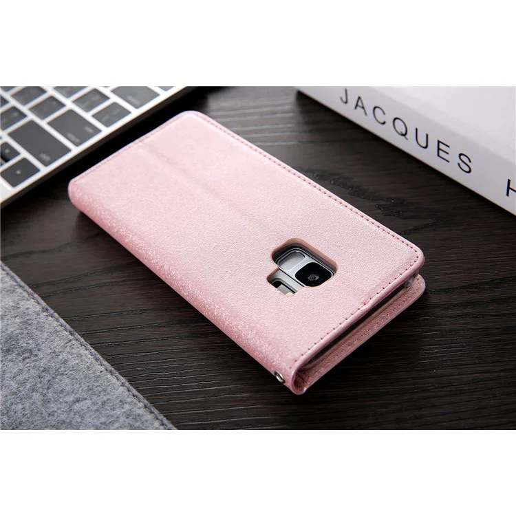 Cubierta de Folio de Cuero de Cuero CMAI2 PU Con Ranuras Para Tarjetas Para Samsung Galaxy S9 G960 - Oro Rosa