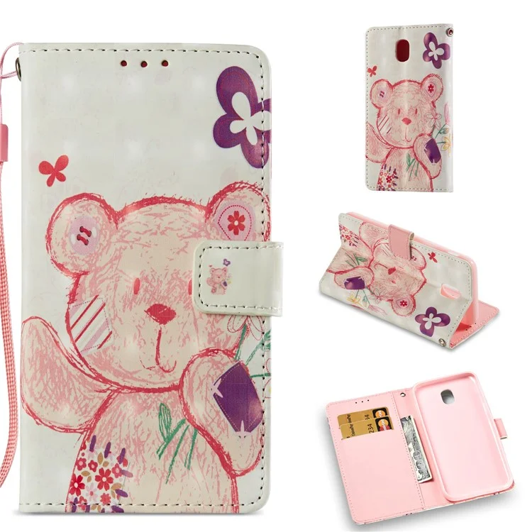 Pattern Printing Light Spot Decor Leather Stand Protective Phone Shell for Samsung Galaxy J5 (2017) EU Version/J5 Pro (2017) - Bear
