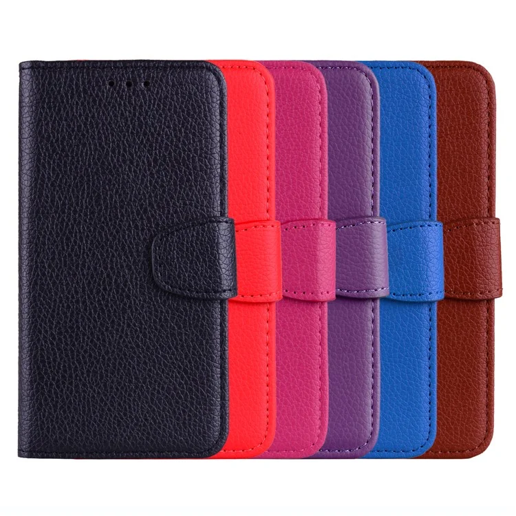 Litchi Grain PU Leather Stand Wallet Phone Case for Samsung Galaxy A8 (2018) - Black
