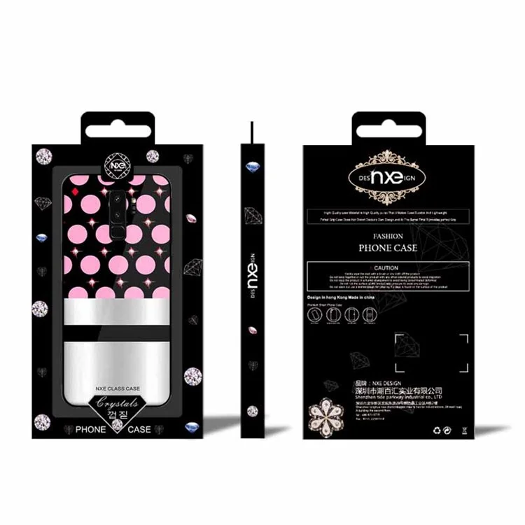 NXE Circle Pattern Printing Rhinestone Decor Glass + PC + TPU Hybrid Case for Samsung Galaxy S9+ SM-G965 - Style 1