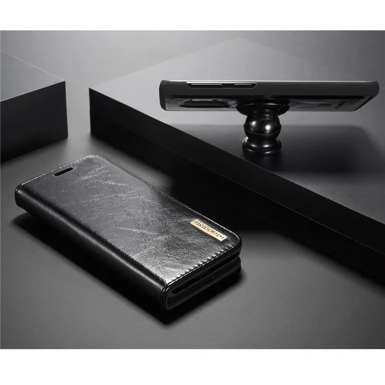 DG.MING Detachable 2-in-1 Genuine Leather Case for Samsung Galaxy S9 SM-G960 - Black