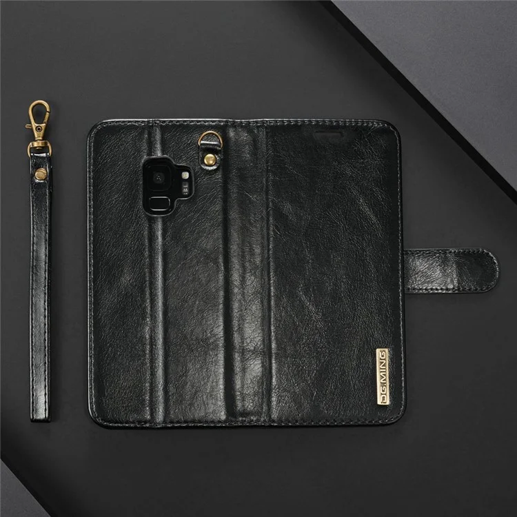 DG.MING Detachable 2-in-1 Genuine Leather Case for Samsung Galaxy S9 SM-G960 - Black