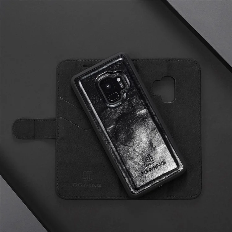 DG.MING Detachable 2-in-1 Genuine Leather Case for Samsung Galaxy S9 SM-G960 - Black
