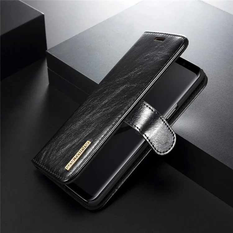 DG.MING Detachable 2-in-1 Genuine Leather Case for Samsung Galaxy S9 SM-G960 - Black