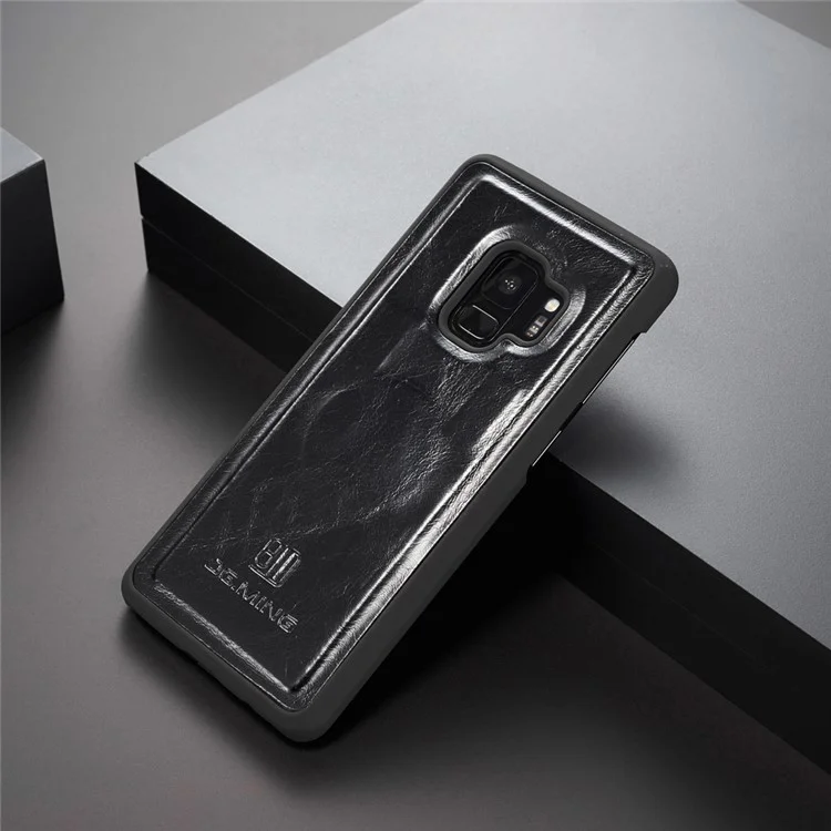DG.MING Detachable 2-in-1 Genuine Leather Case for Samsung Galaxy S9 SM-G960 - Black