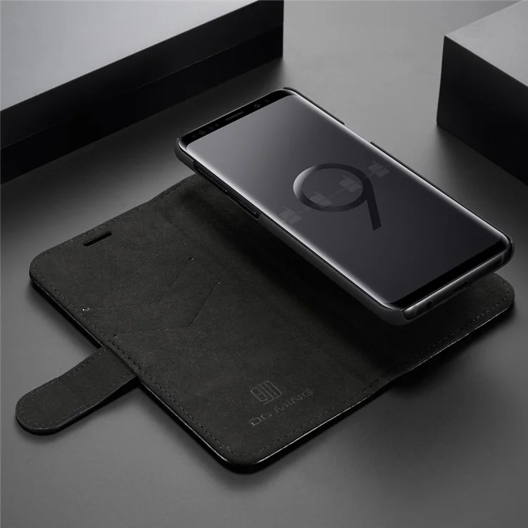 DG.MING Detachable 2-in-1 Genuine Leather Case for Samsung Galaxy S9 SM-G960 - Black