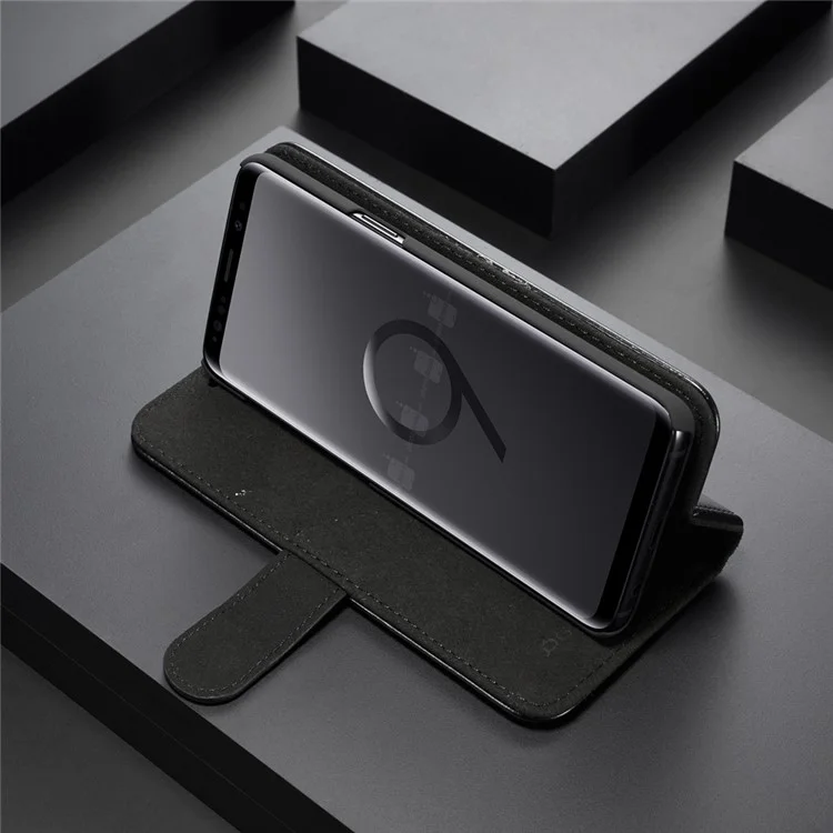DG.MING Detachable 2-in-1 Genuine Leather Case for Samsung Galaxy S9 SM-G960 - Black
