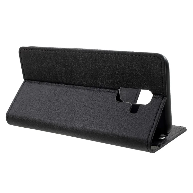 PU Leather Flip Wallet Stand Phone Casing for Samsung Galaxy A6 (2018) - Black