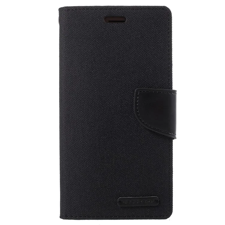 MERCURY GOOSPERY Canvas Diary Leather Wallet Cover for Samsung Galaxy J2 Pro 2018 - Black